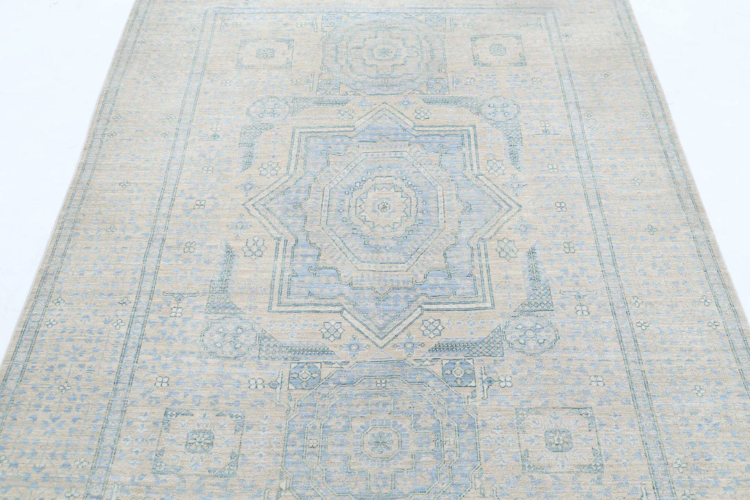 Hand Knotted Fine Mamluk Wool Rug 4' 8" x 6' 8" - No. AT70091
