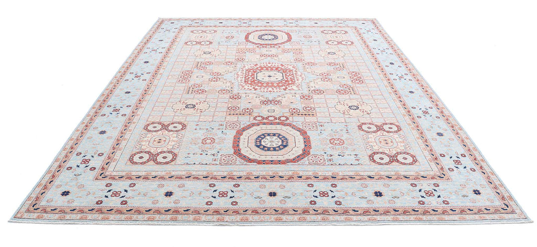 Hand Knotted Fine Mamluk Wool Rug 9' 0" x 11' 9" - No. AT97415
