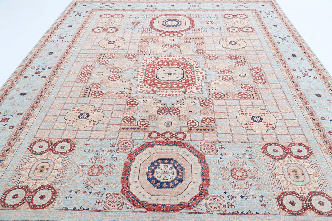 Hand Knotted Fine Mamluk Wool Rug 9' 0" x 11' 9" - No. AT97415