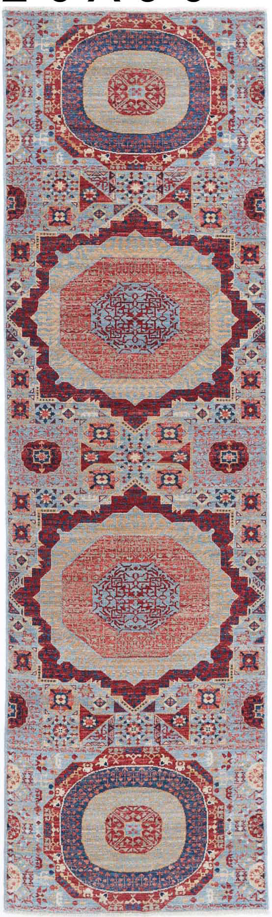 Hand Knotted Fine Mamluk Wool Rug 2' 6" x 9' 6" - No. AT52253