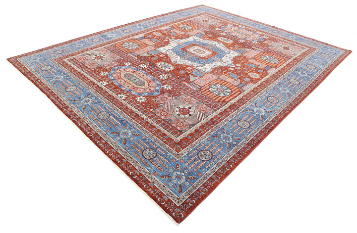 Hand Knotted Fine Mamluk Wool Rug 9' 2" x 11' 8" - No. AT56377