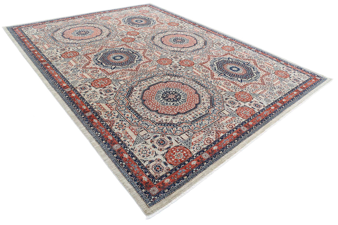 Hand Knotted Fine Mamluk Wool Rug 9' 1" x 12' 1" - No. AT24663