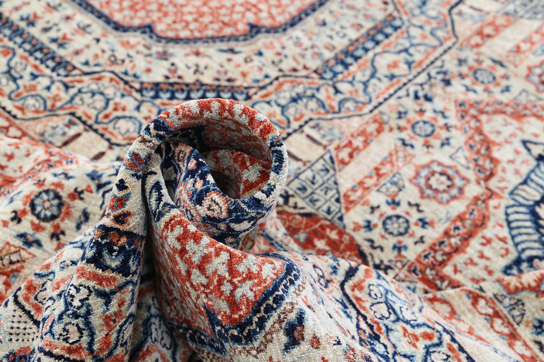 Hand Knotted Fine Mamluk Wool Rug 9' 1" x 12' 1" - No. AT24663