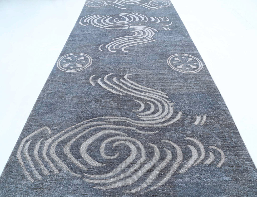 Hand Knotted Onyx Wool Rug 6' 1" x 16' 0" - No. AT35034