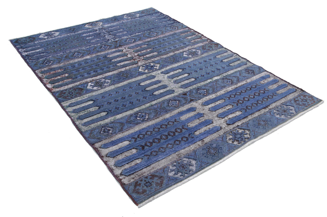 Hand Knotted Onyx Wool Rug 4' 11" x 6' 7" - No. AT31696