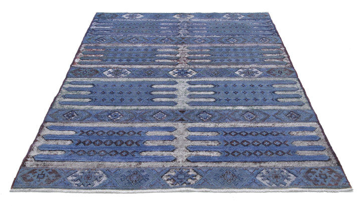 Hand Knotted Onyx Wool Rug 4' 11" x 6' 7" - No. AT31696