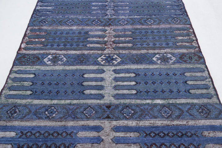 Hand Knotted Onyx Wool Rug 4' 11" x 6' 7" - No. AT31696