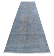 Hand Knotted Onyx Wool Rug 3' 5" x 15' 11" - No. AT78033