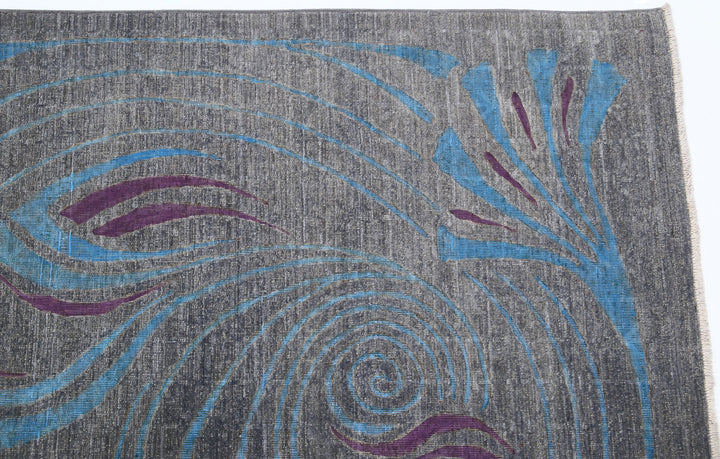 Hand Knotted Onyx Wool Rug 8' 10" x 11' 6" - No. AT29671