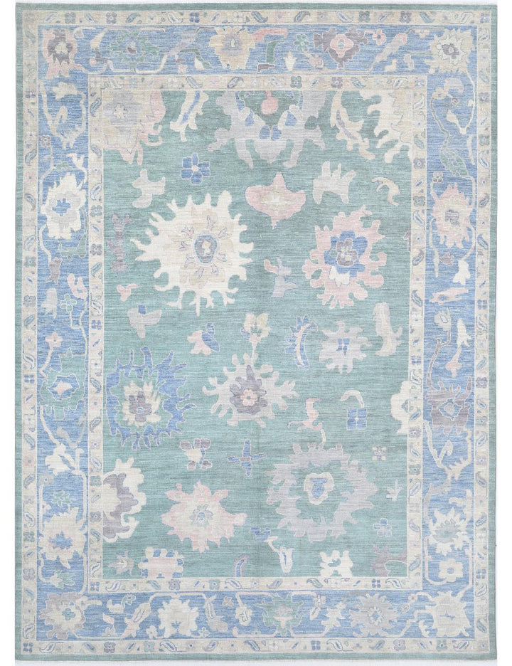 Hand Knotted Oushak Wool Rug 10' 6" x 14' 6" - No. AT67943