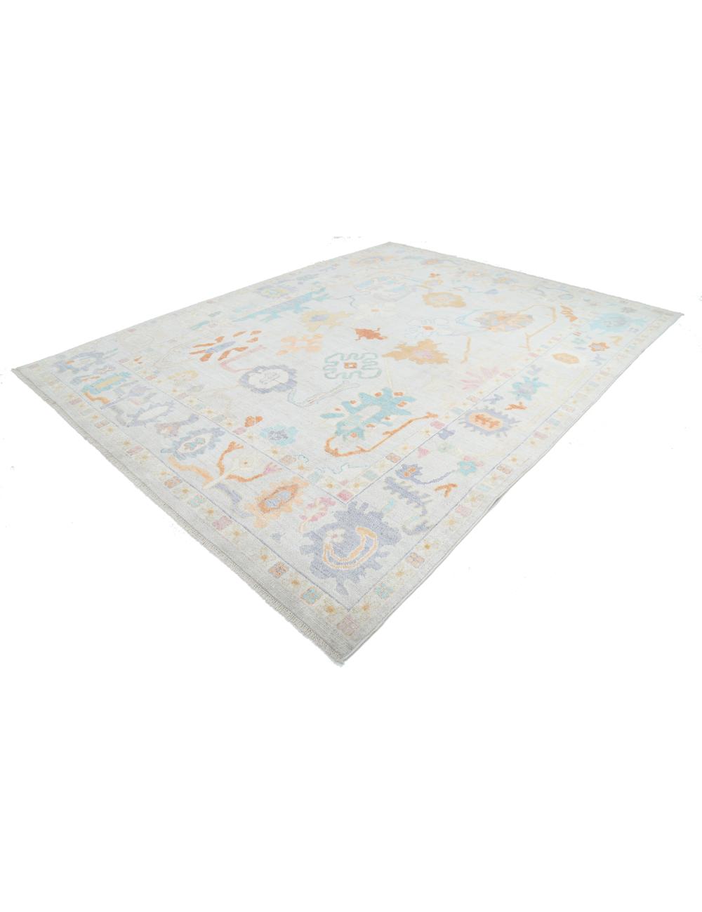 Hand Knotted Oushak Wool Rug 9' 4" x 12' 1" - No. AT90872