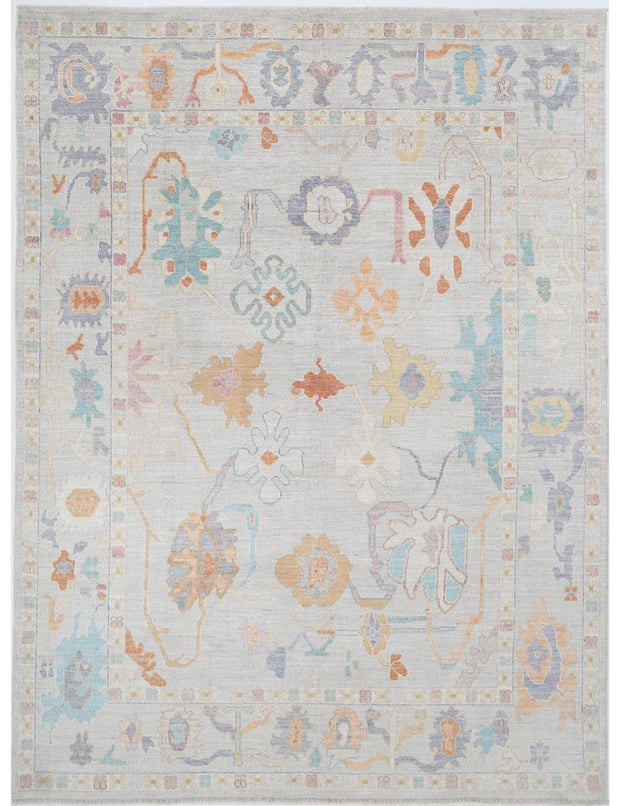 Hand Knotted Oushak Wool Rug 9' 4" x 12' 1" - No. AT90872