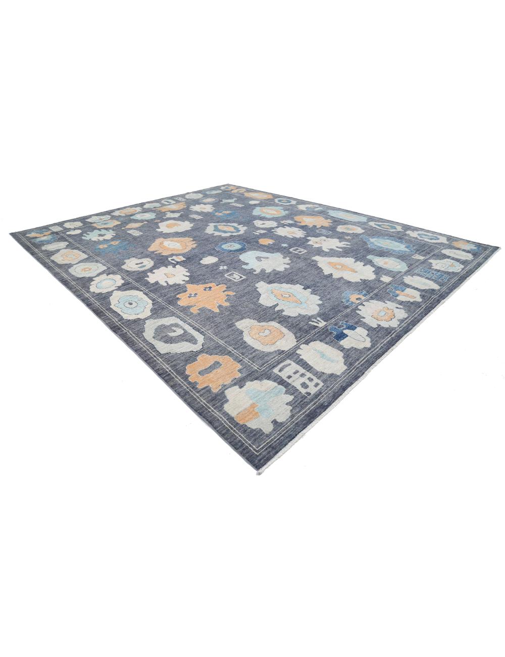 Hand Knotted Oushak Wool Rug 12' 3" x 14' 11" - No. AT20484