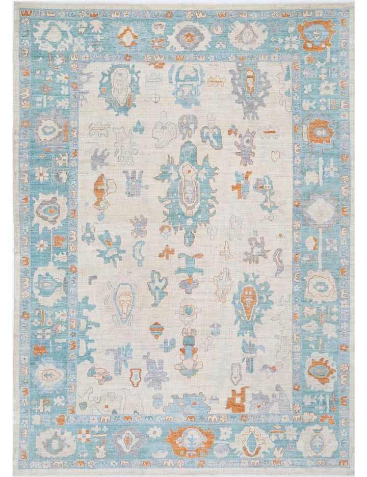 Hand Knotted Oushak Wool Rug 10' 1" x 14' 1" - No. AT39716