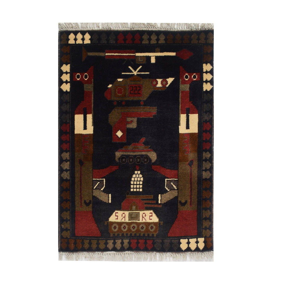 Afghan War Rug 2' x 2' 8" - No. AL81412