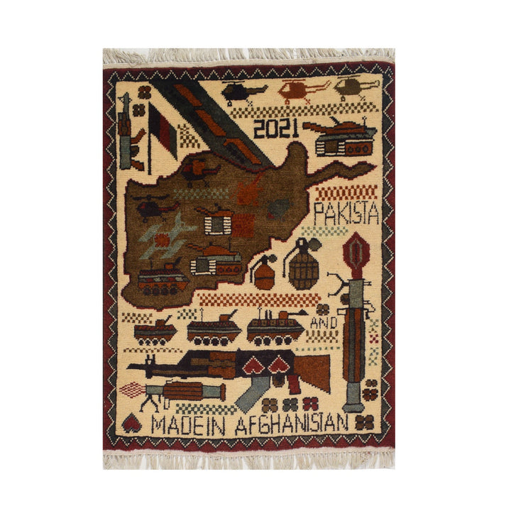 Afghan War Rug 1' 9" x 2' 5" - No. AL12837