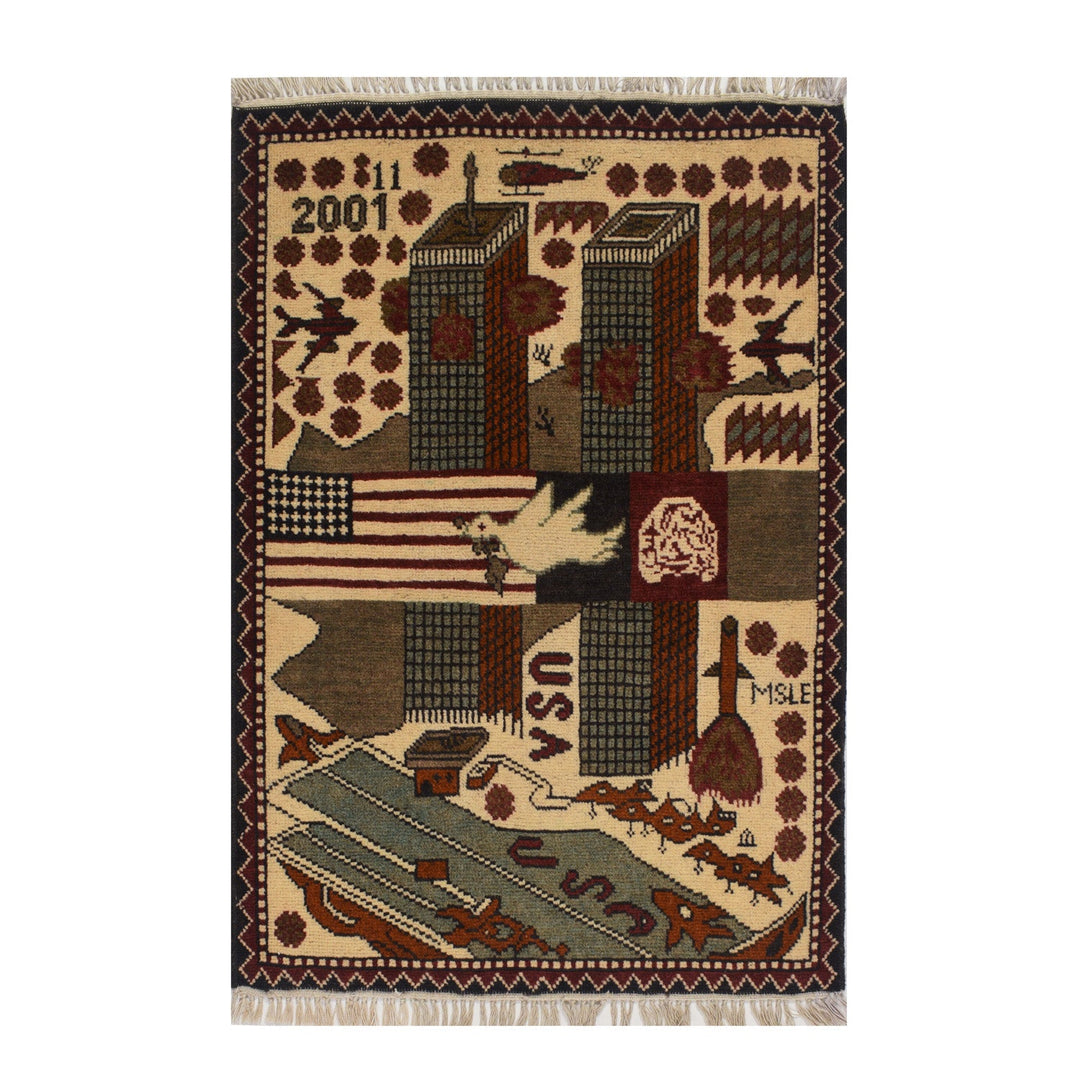 Afghan Tribal Rug 2' x 2'9" Hand-Knotted
