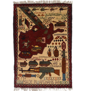 Afghan War Rug 2' x 2'8" - No. AL95136