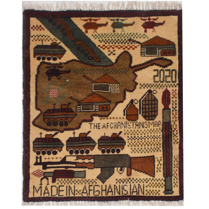 Afghan War Rug 1' 8" x 2' 5" - No. AL34752