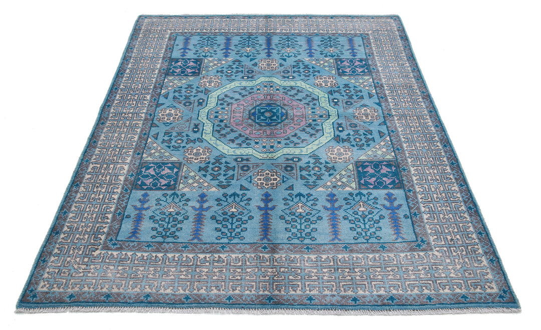 Hand Knotted Mamluk Wool Rug 4' 11" x 6' 7" - No. AT74767