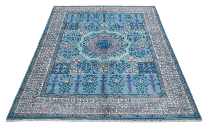Hand Knotted Mamluk Wool Rug 4' 11" x 6' 7" - No. AT74767