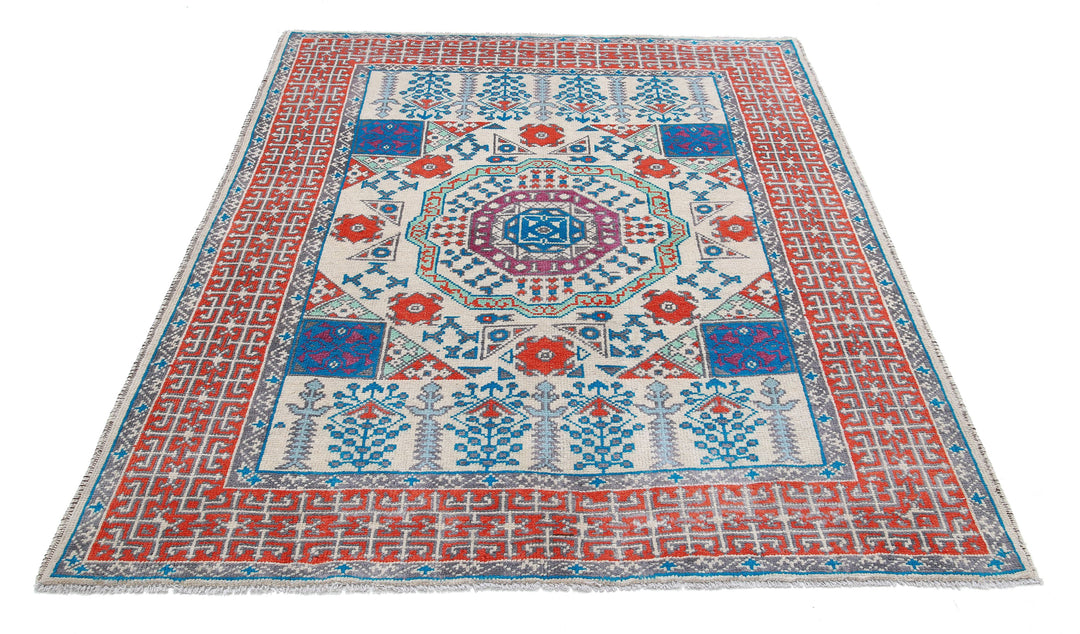 Hand Knotted Mamluk Wool Rug 5' 0" x 6' 4" - No. AT14532