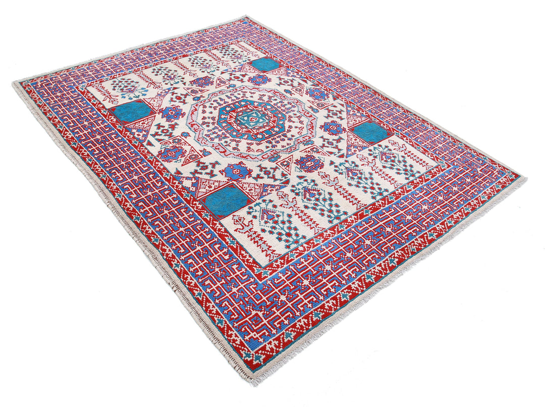 Hand Knotted Mamluk Wool Rug 5' 1" x 6' 7" - No. AT52480