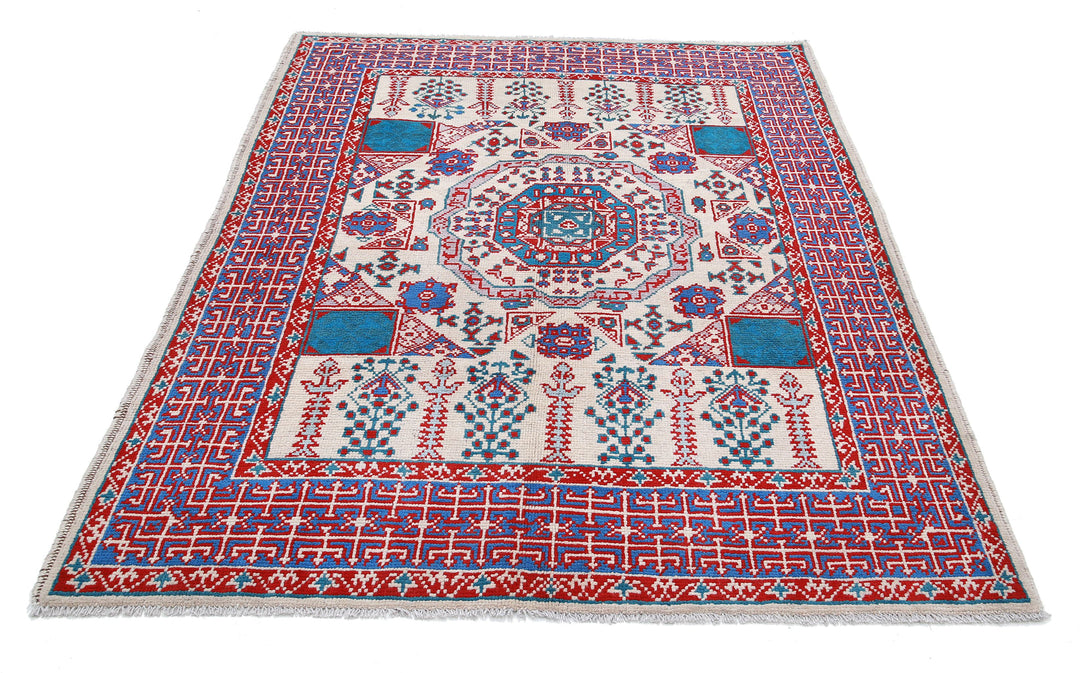 Hand Knotted Mamluk Wool Rug 5' 1" x 6' 7" - No. AT52480