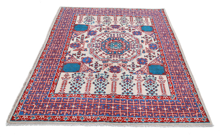 Hand Knotted Mamluk Wool Rug 5' 1" x 6' 7" - No. AT52480