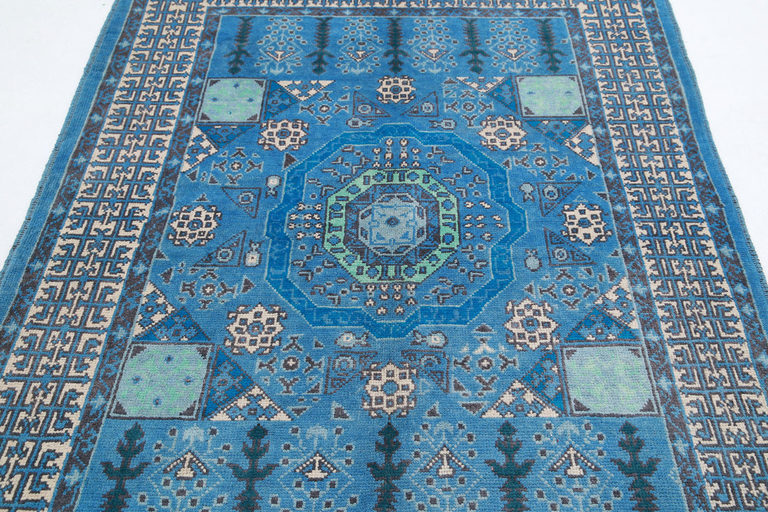 Hand Knotted Mamluk Wool Rug 4' 11" x 6' 7" - No. AT24724