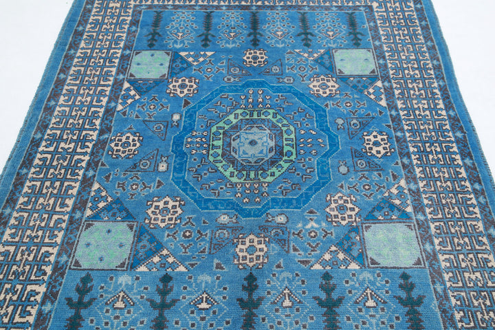 Hand Knotted Mamluk Wool Rug 4' 11" x 6' 7" - No. AT24724