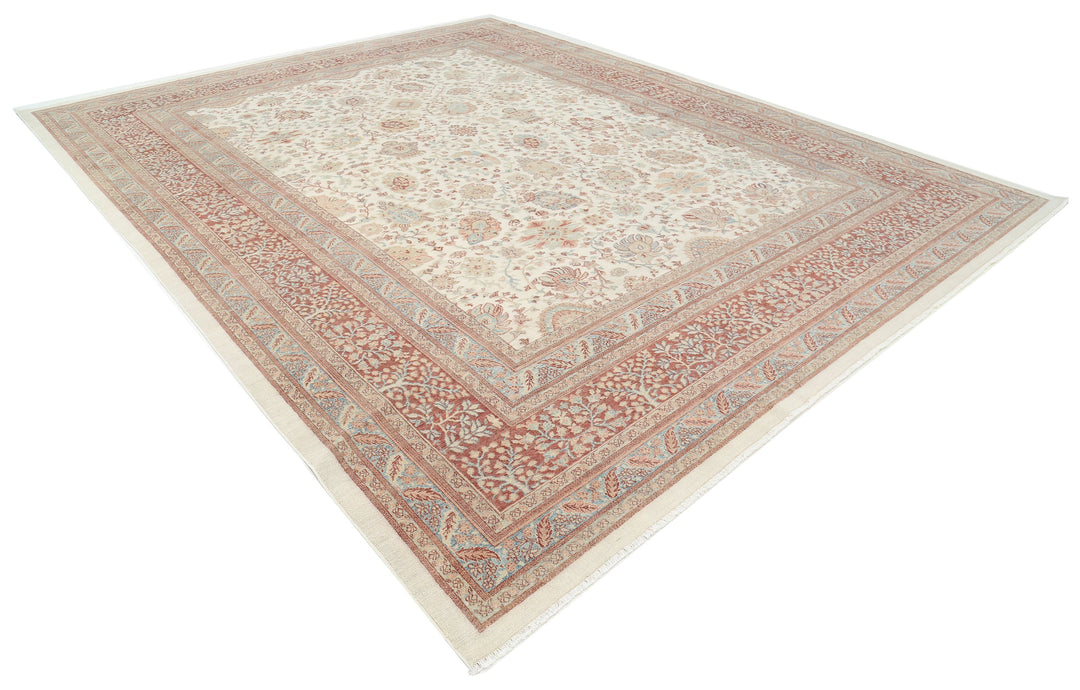 Hand Knotted Turkish Samsun Tabriz Wool Rug 10' 8" x 13' 7" - No. AT80235