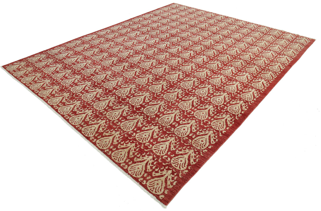 Hand Knotted Ikat Wool Rug 8' 5" x 10' 9" - No. AT58546