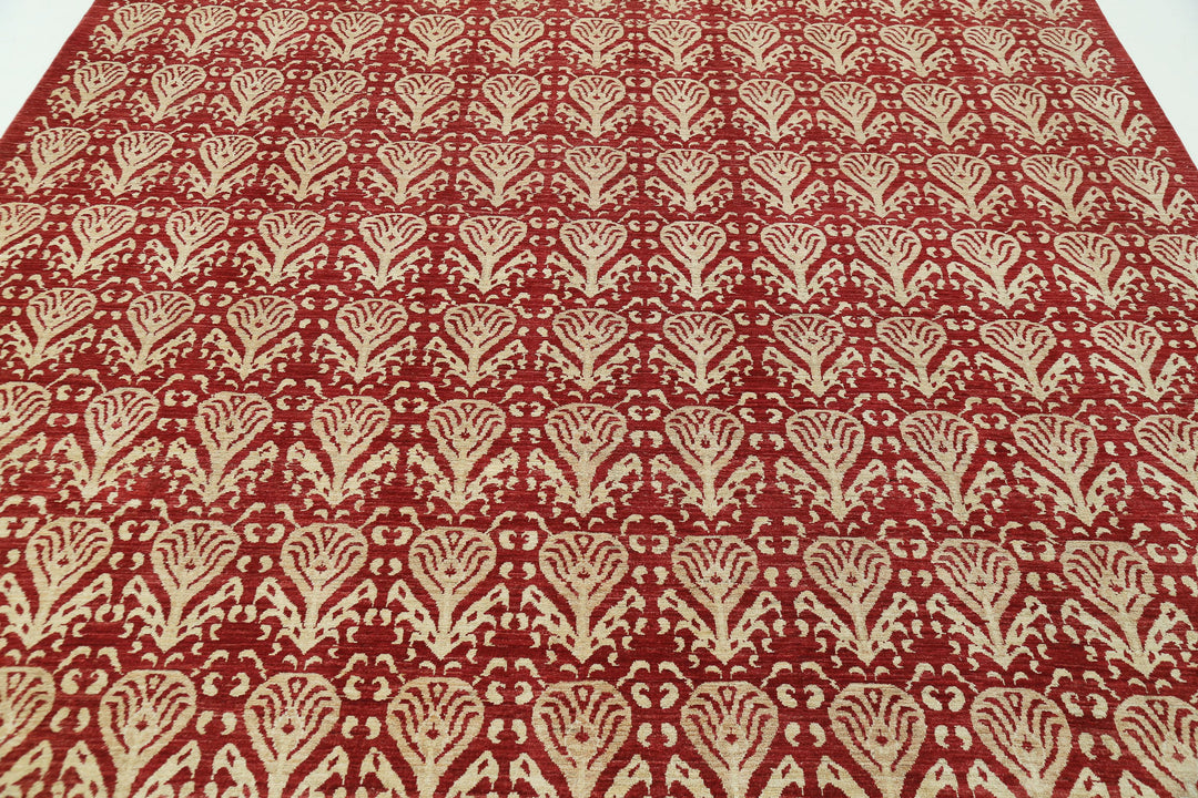 Hand Knotted Ikat Wool Rug 8' 5" x 10' 9" - No. AT58546