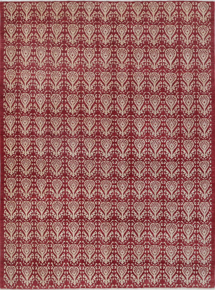 Hand Knotted Ikat Wool Rug 8' 5" x 10' 9" - No. AT58546