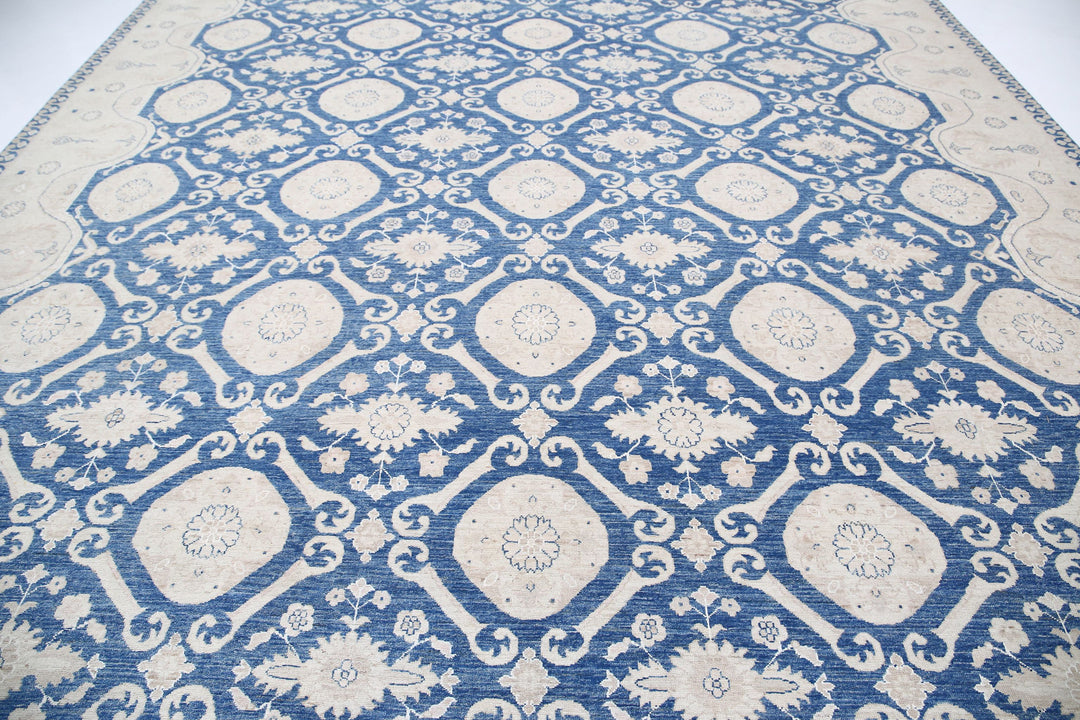 Hand Knotted Fine Ziegler Wool & Silk Rug 11' 9" x 14' 6" - No. AT96399