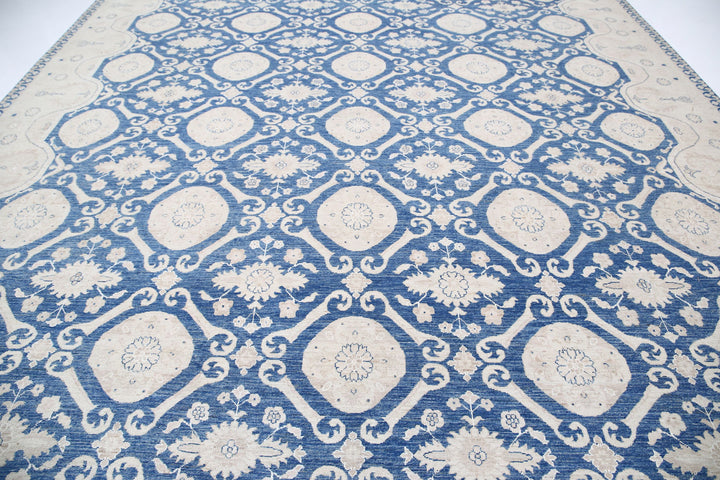 Hand Knotted Fine Ziegler Wool & Silk Rug 11' 9" x 14' 6" - No. AT96399