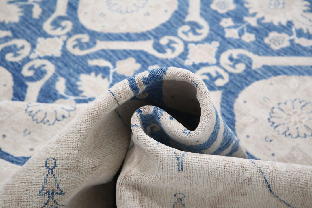 Hand Knotted Fine Ziegler Wool & Silk Rug 11' 9" x 14' 6" - No. AT96399