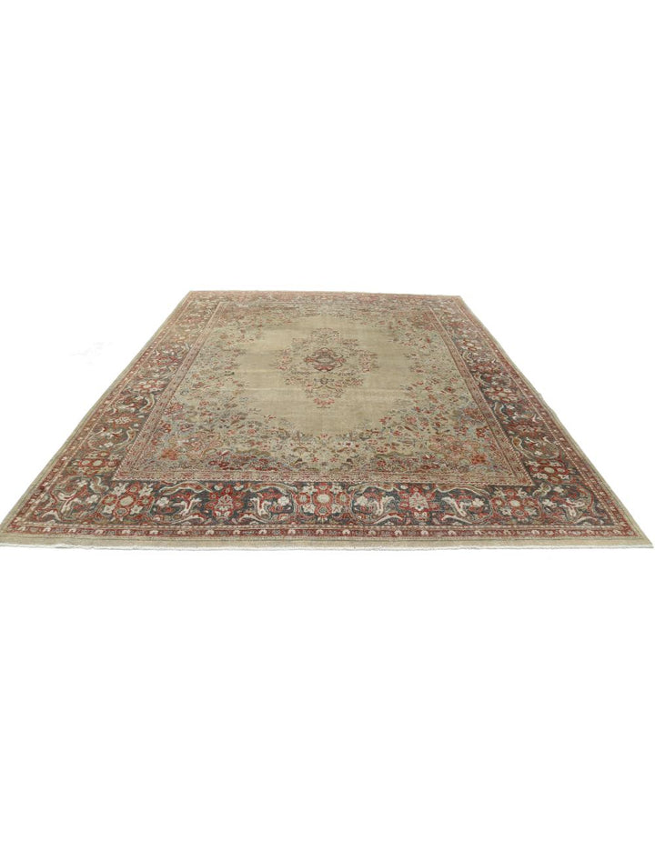 Hand Knotted Vintage Persian Tabriz Wool Rug 9' 10" x 12' 8" - No. AT12093