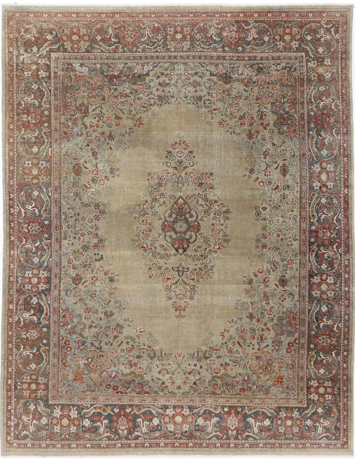 Hand Knotted Vintage Persian Tabriz Wool Rug 9' 10" x 12' 8" - No. AT12093