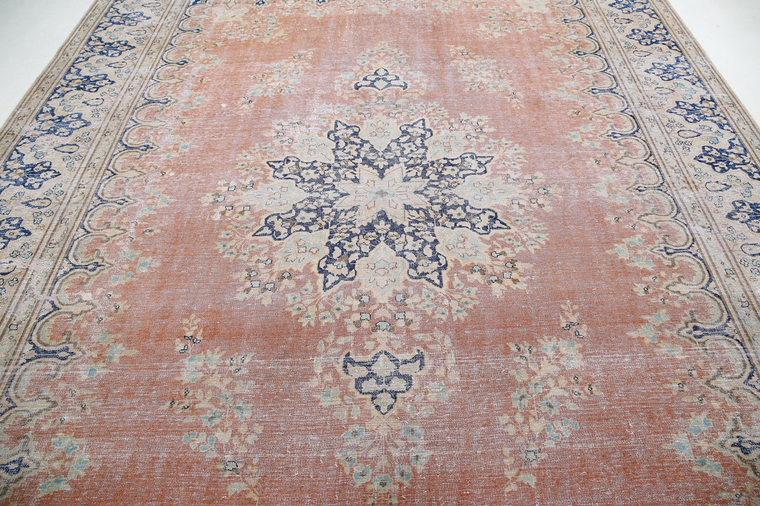 Hand Knotted Vintage Persian Tabriz Wool Rug 9' 8" x 12' 11" - No. AT22770