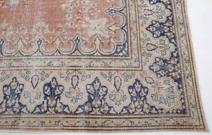 Hand Knotted Vintage Persian Tabriz Wool Rug 9' 8" x 12' 11" - No. AT22770