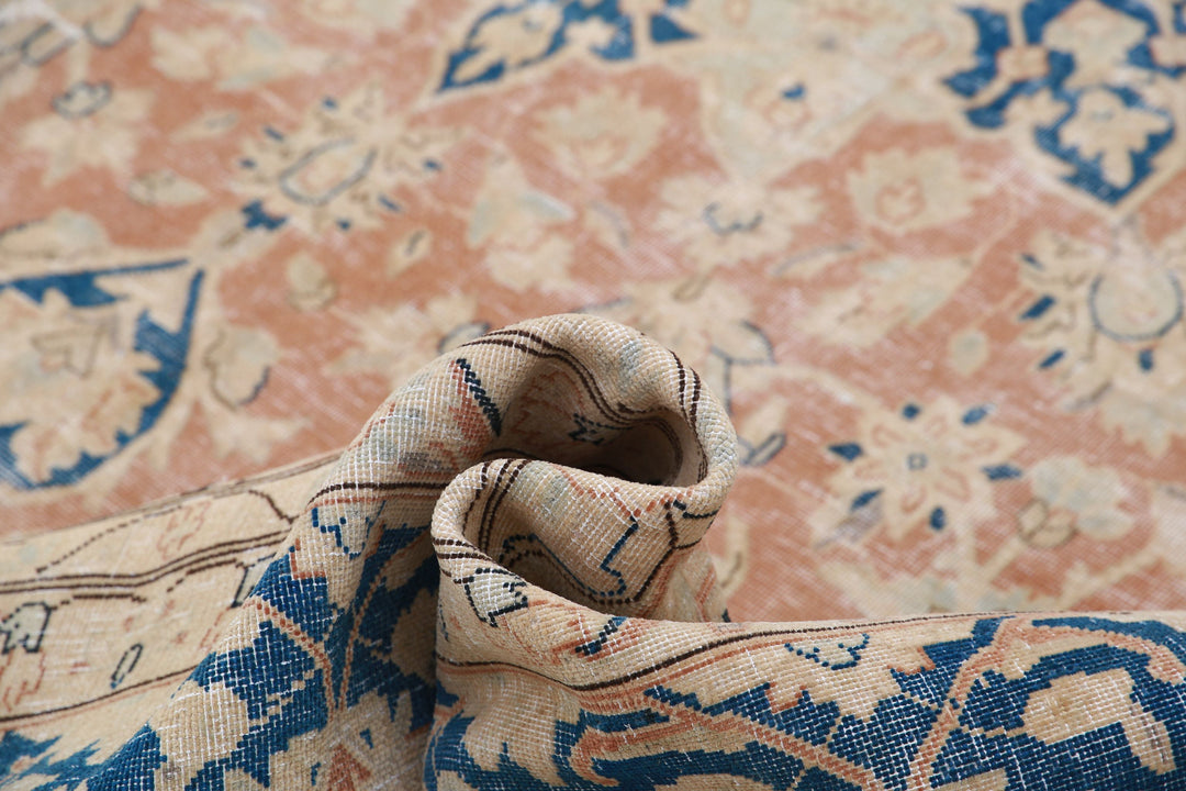 Hand Knotted Vintage Distressed Persian Tabriz Wool Rug 9' 9" x 12' 11" - No. AT47253