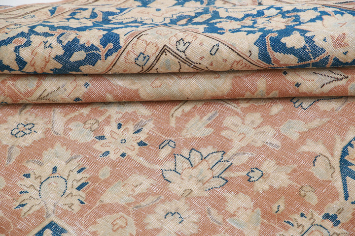 Hand Knotted Vintage Distressed Persian Tabriz Wool Rug 9' 9" x 12' 11" - No. AT47253