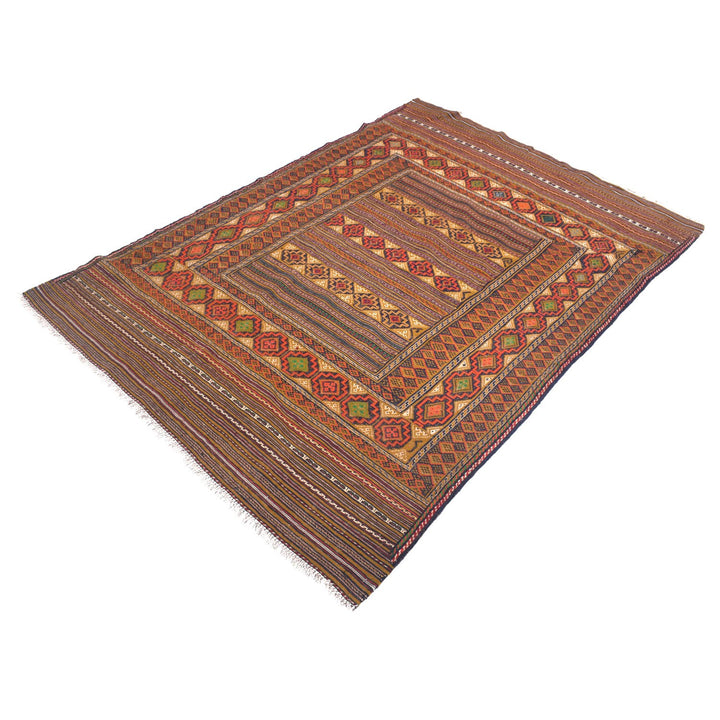 Afghan Laghari Kilim Rug 4'5" x 6'2" Flat-Weave pattern