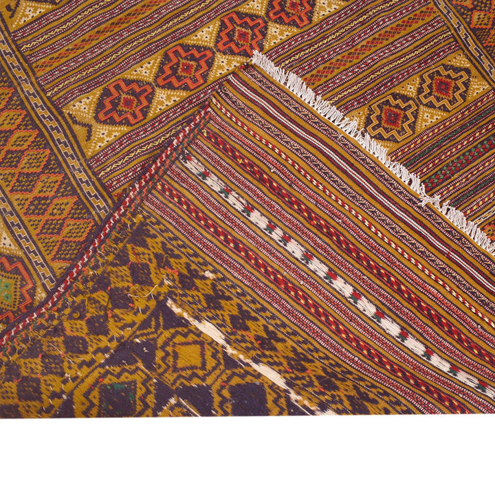 Afghan Laghari Kilim Rug 4'5" x 6'2" Flat-Weave border