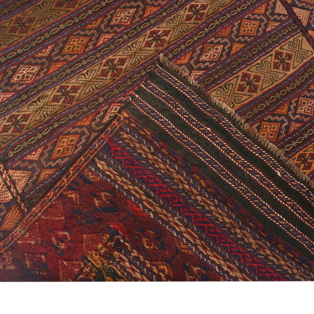 Afghan Laghari Kilim Rug 4'6" x 7'6" Flat-Weave border