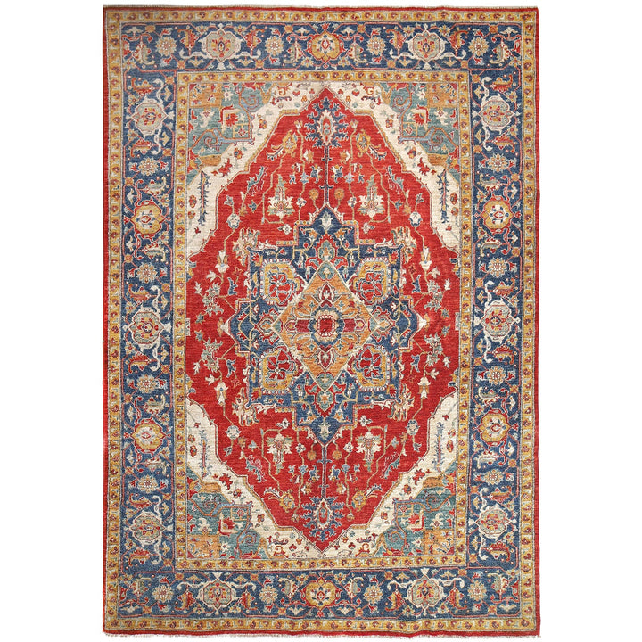 Afghan Serapi Rug 6'6" x 9'7" Hand-Knotted