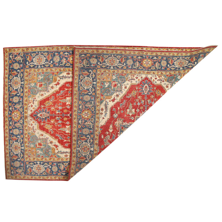 Afghan Serapi Rug 6'6" x 9'7" Hand-Knotted detail
