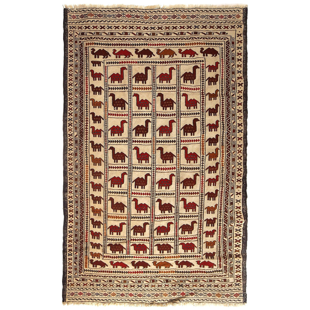 Afghan Soumak Kilim Rug 4'1" x 6'4" Flat-Weave